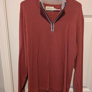 The Normal Brand Rust Red Quarter-Zip Pullover with Contrasting Trim